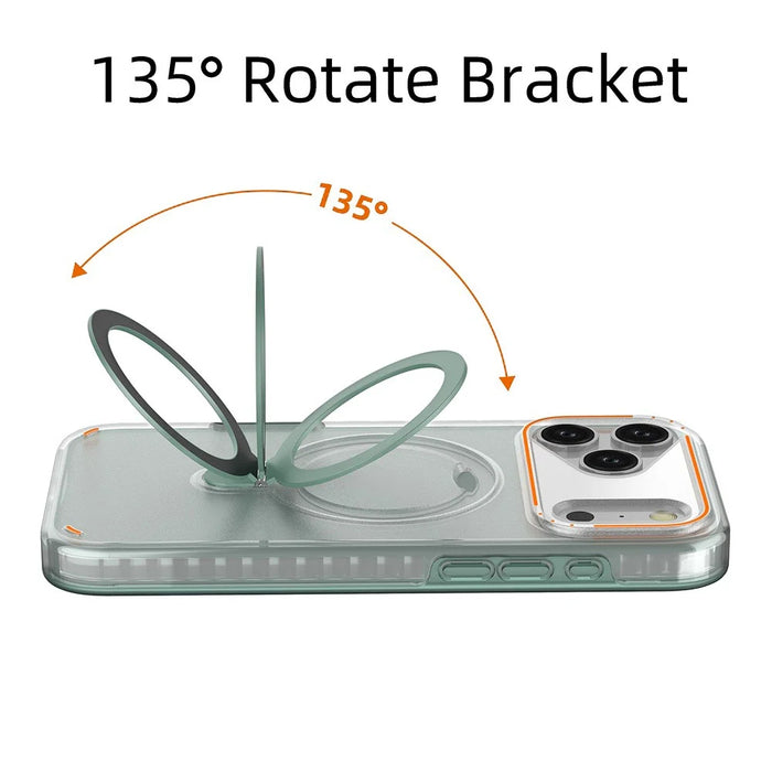 For iPhone 17 Pro Magnetic Case with Kickstand TPU + PC Shockproof Phone Cover - Mint Green - 4