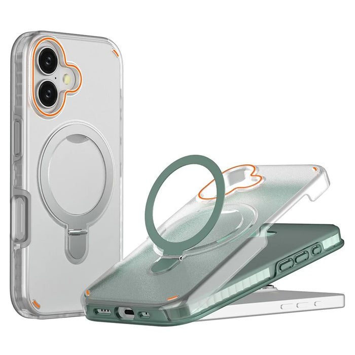 For iPhone 17 Magnetic Case with Kickstand TPU + PC Shockproof Phone Cover - Mint Green - 4