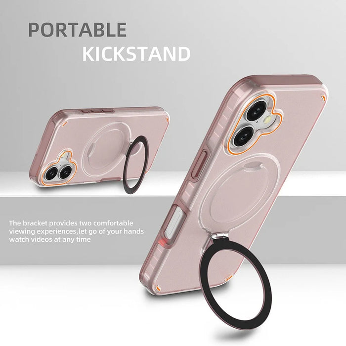 For iPhone 17 Magnetic Case with Kickstand TPU + PC Shockproof Phone Cover - Mint Green - 6