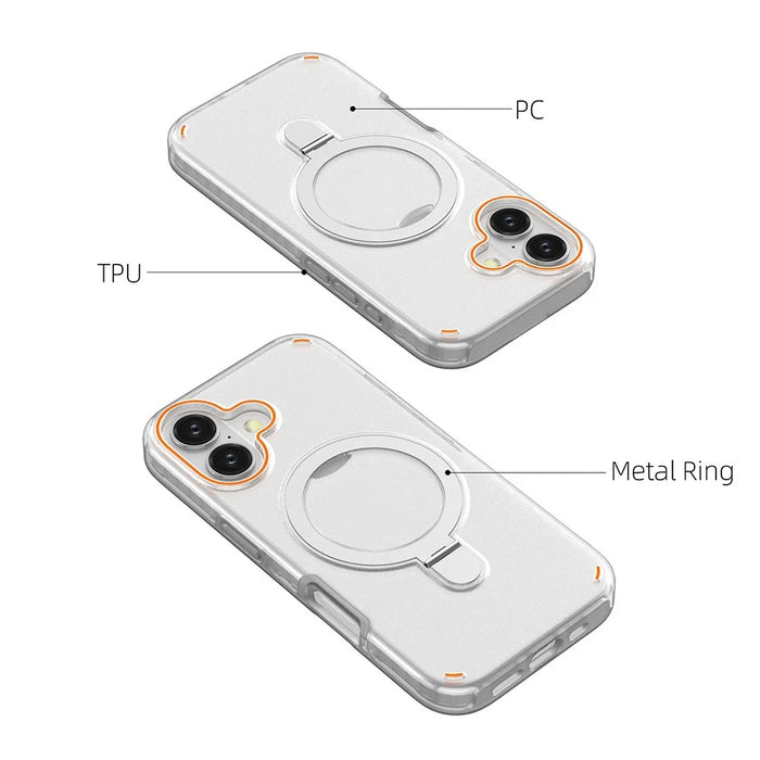 For iPhone 17 Magnetic Case with Kickstand TPU + PC Shockproof Phone Cover - Mint Green - 7
