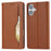 For iPhone 17 Cell Phone Case Magnetic Closing PU Leather Stand Cover - Light Brown - 1