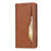 For iPhone 17 Cell Phone Case Magnetic Closing PU Leather Stand Cover - Light Brown - 5