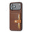 For iPhone 18 Pro Max / 17 Pro Max Case Calf Texture Card Holder PU Leather + TPU Kicsktand Phone Cover - Brown - 2