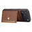 For iPhone 18 Pro Max / 17 Pro Max Case Calf Texture Card Holder PU Leather + TPU Kicsktand Phone Cover - Brown - 3