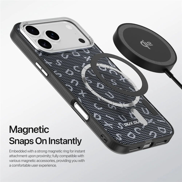 DUX DUCIS Moro Series For iPhone 17 Pro Max Case Compatible with MagSafe UV Pattern Leather + PC + TPU Phone Cover - Black - 4