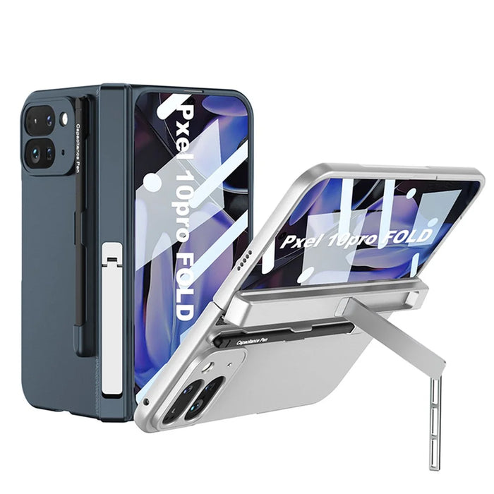 GKK For Google Pixel 10 Pro Fold Case with Stylus / Kickstand Magnetic Hinge Protection PC Phone Cover with Tempered Glass Film - Black - 2