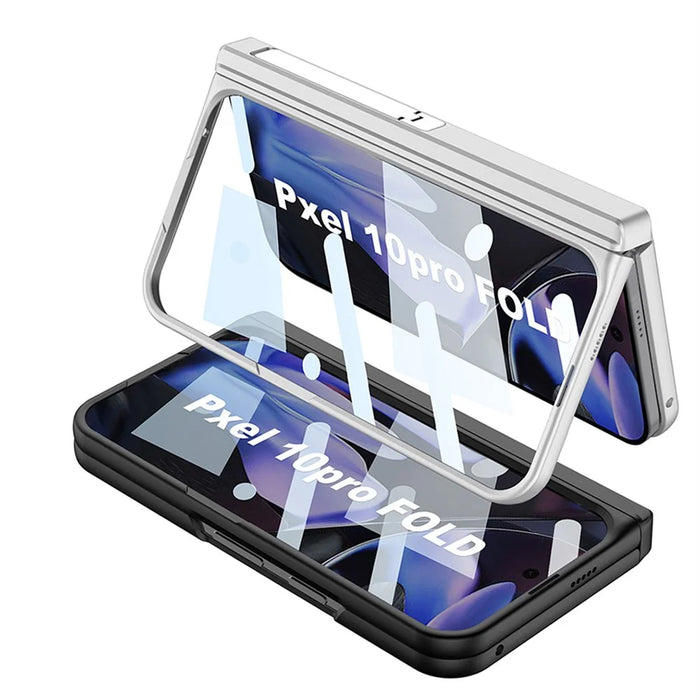 GKK For Google Pixel 10 Pro Fold Case with Stylus / Kickstand Magnetic Hinge Protection PC Phone Cover with Tempered Glass Film - Black - 4