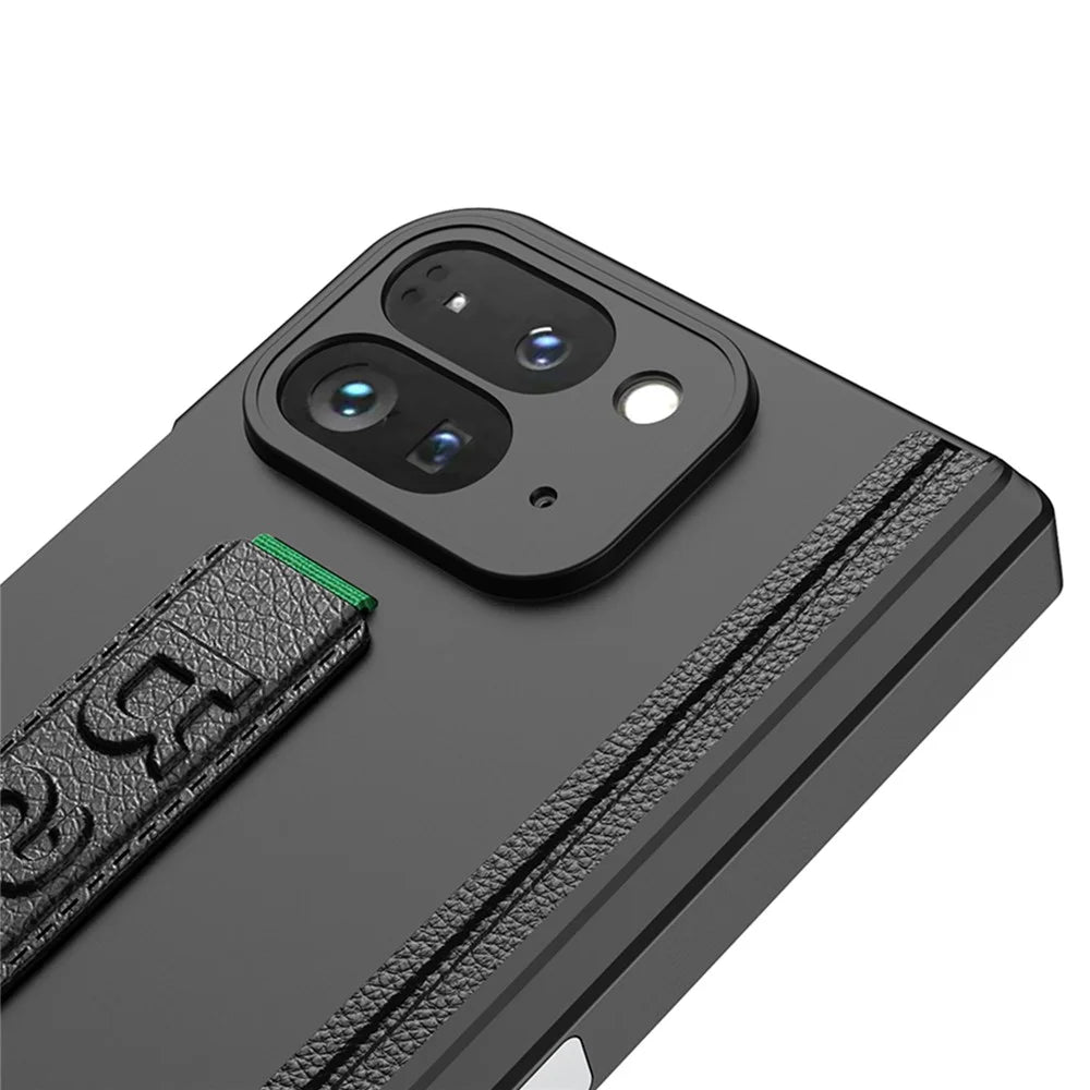 GKK For Google Pixel 10 Pro Fold Case with Hand Strap / Tempered Glass Film Magnetic Hinge Protection PC Phone Shell - Black - 4