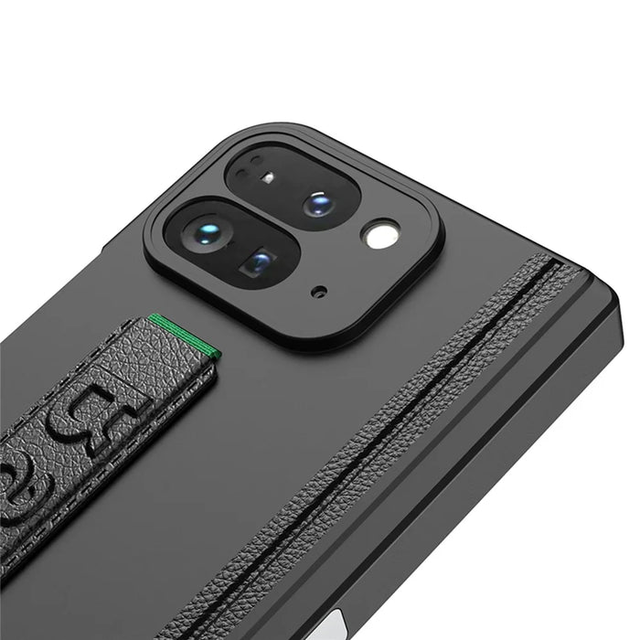 GKK For Google Pixel 10 Pro Fold Case with Hand Strap / Tempered Glass Film Magnetic Hinge Protection PC Phone Shell - Black - 4
