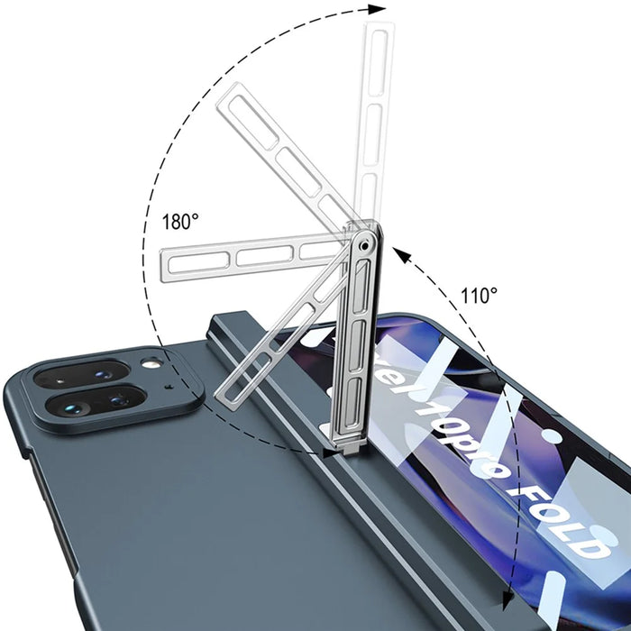 GKK For Google Pixel 10 Pro Fold Kickstand Case Magnetic Hinge Protection PC Phone Shell with Tempered Glass Film - Black - 5