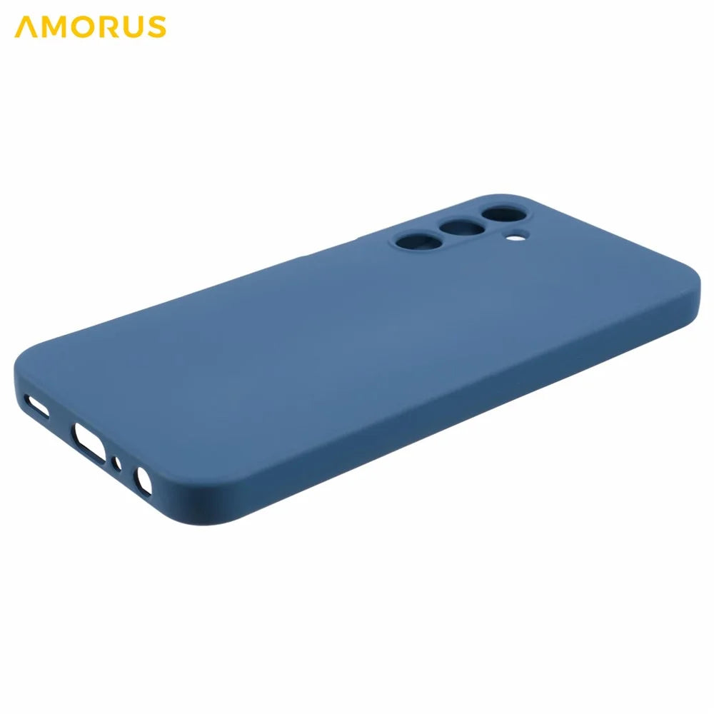 AMORUS For Samsung Galaxy A15 4G / 5G Case Precise Cutouts TPU Fiber Lining Shockproof Phone Cover - Sapphire - 4