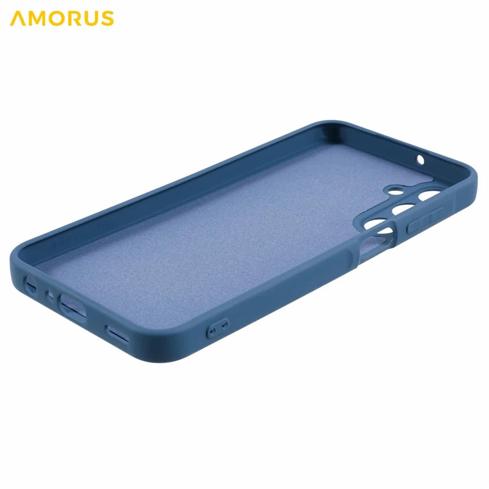 AMORUS For Samsung Galaxy A15 4G / 5G Case Precise Cutouts TPU Fiber Lining Shockproof Phone Cover - Sapphire - 6