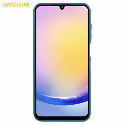 AMORUS For Samsung Galaxy A25 5G (Global) (161mm) Case Precise Cutouts TPU Fiber Lining Shockproof Phone Cover - Army Green - 2