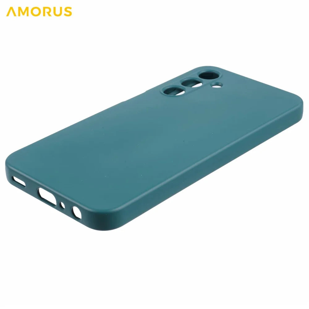 AMORUS For Samsung Galaxy A25 5G (Global) (161mm) Case Precise Cutouts TPU Fiber Lining Shockproof Phone Cover - Army Green - 4