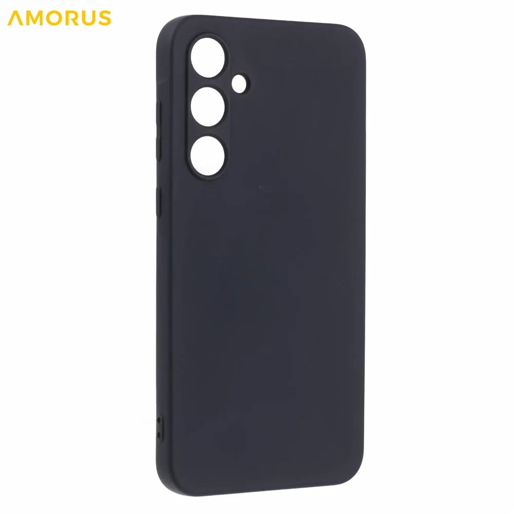 AMORUS For Samsung Galaxy A35 5G Case Precise Cutouts TPU Fiber Lining Shockproof Phone Cover - Black - 3