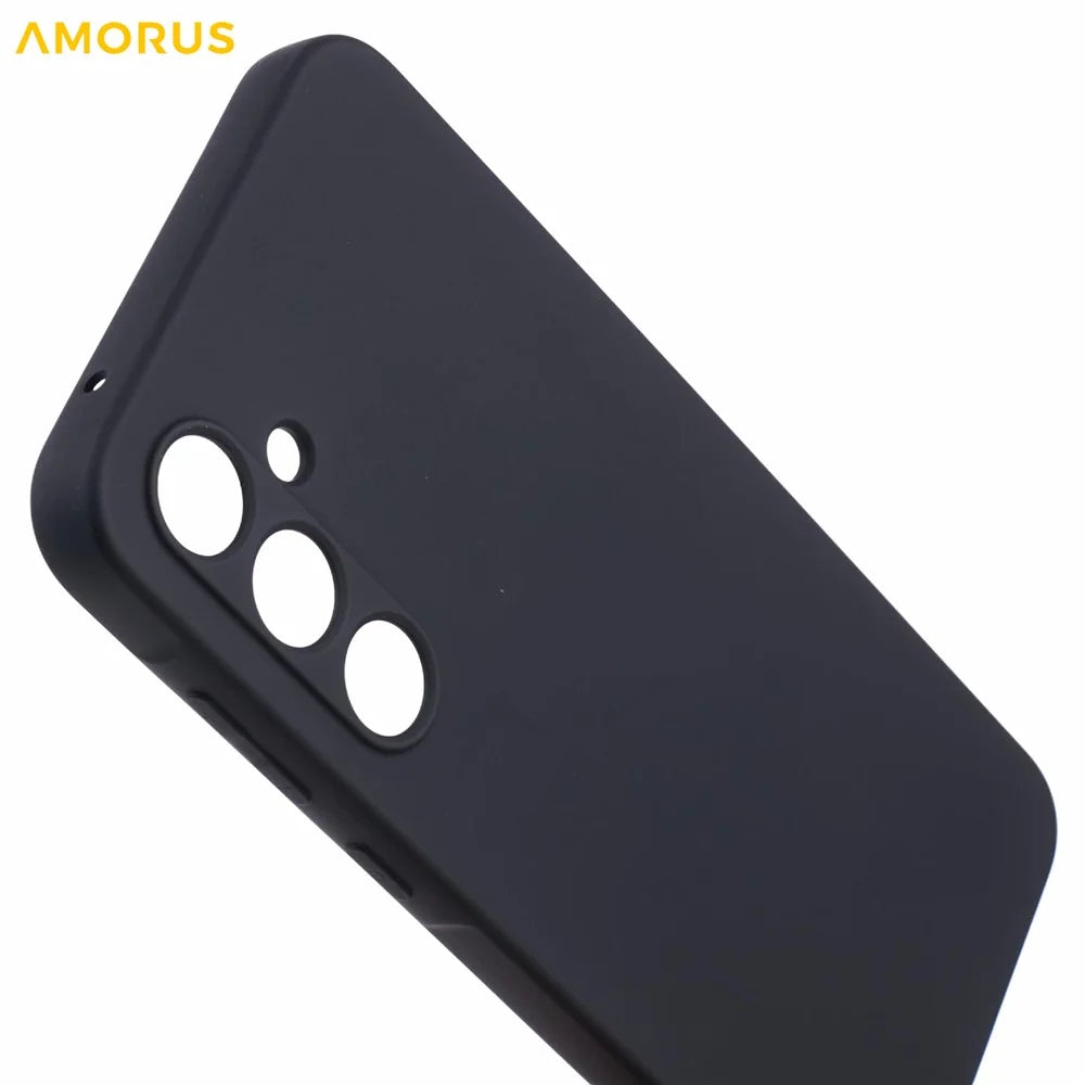 AMORUS For Samsung Galaxy A35 5G Case Precise Cutouts TPU Fiber Lining Shockproof Phone Cover - Black - 6