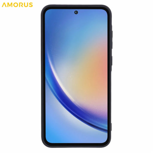 AMORUS For Samsung Galaxy A55 5G Case Precise Cutouts TPU Fiber Lining Shockproof Phone Cover - Black - 2