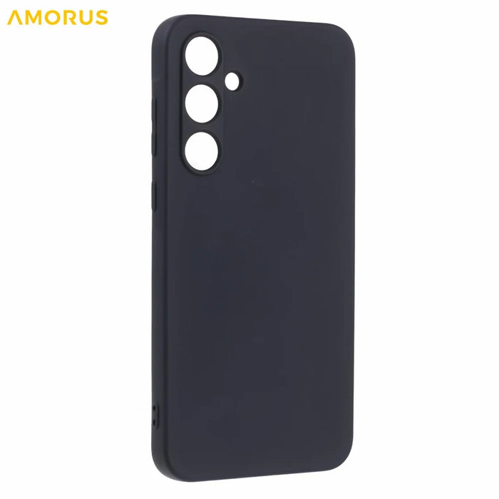 AMORUS For Samsung Galaxy A55 5G Case Precise Cutouts TPU Fiber Lining Shockproof Phone Cover - Black - 3