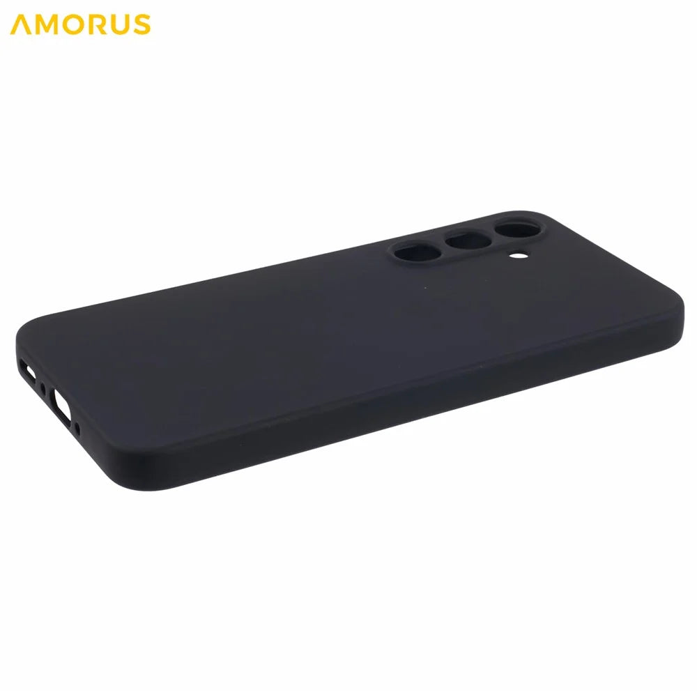 AMORUS For Samsung Galaxy A55 5G Case Precise Cutouts TPU Fiber Lining Shockproof Phone Cover - Black - 4