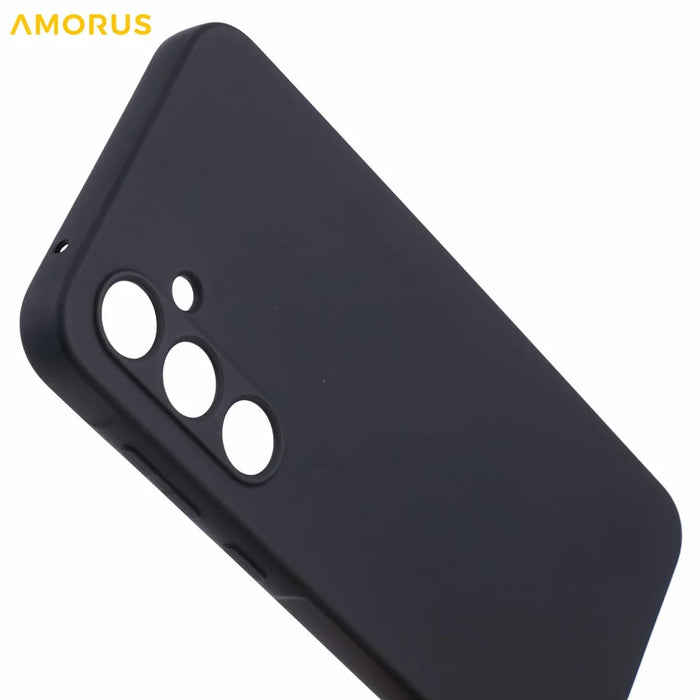 AMORUS For Samsung Galaxy A55 5G Case Precise Cutouts TPU Fiber Lining Shockproof Phone Cover - Black - 6
