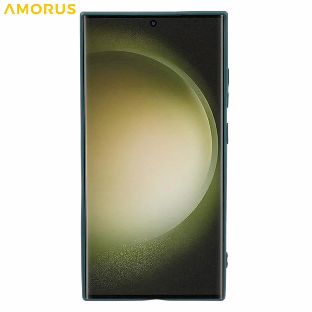AMORUS For Samsung Galaxy S24 Ultra Case Precise Cutouts TPU Fiber Lining Shockproof Phone Cover - Army Green - 2