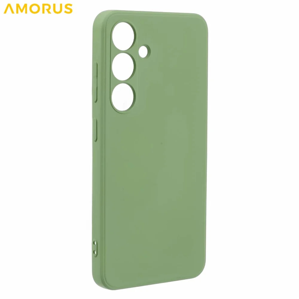 AMORUS For Samsung Galaxy S24+ Case Precise Cutouts TPU Fiber Lining Shockproof Phone Cover - Matcha Green - 3