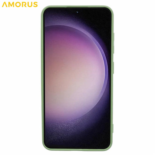 AMORUS For Samsung Galaxy S24 Case Precise Cutouts TPU Fiber Lining Shockproof Phone Cover - Matcha Green - 2