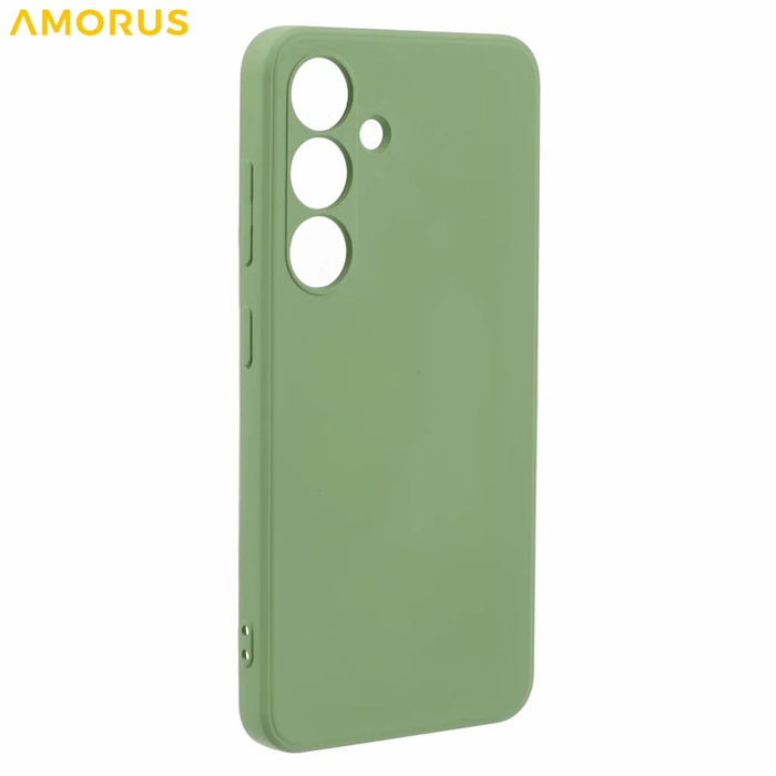 AMORUS For Samsung Galaxy S24 Case Precise Cutouts TPU Fiber Lining Shockproof Phone Cover - Matcha Green - 3