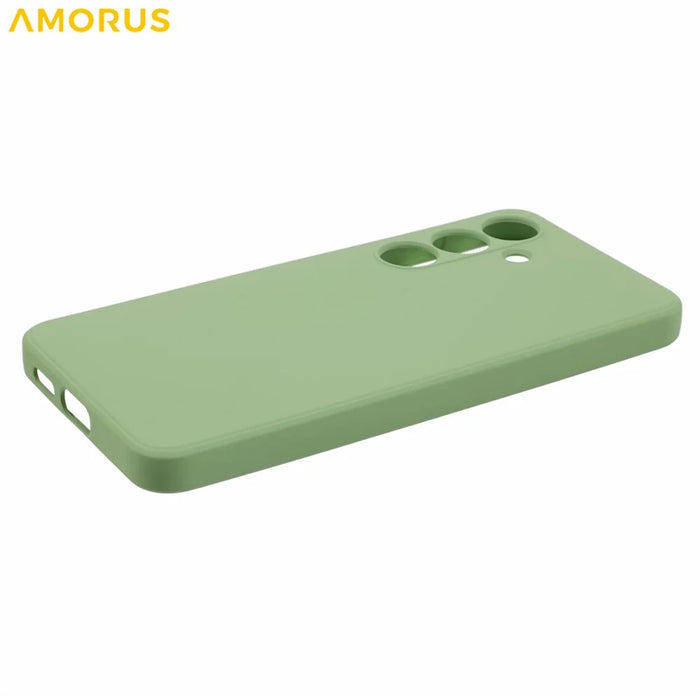 AMORUS For Samsung Galaxy S24 Case Precise Cutouts TPU Fiber Lining Shockproof Phone Cover - Matcha Green - 4