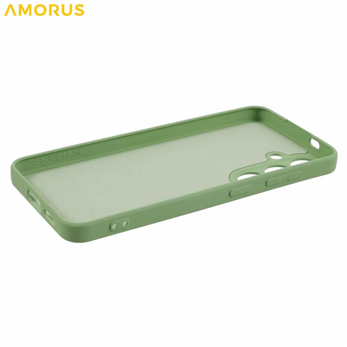 AMORUS For Samsung Galaxy S24 Case Precise Cutouts TPU Fiber Lining Shockproof Phone Cover - Matcha Green - 5