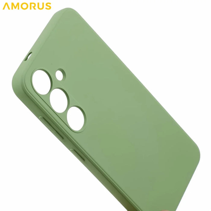 AMORUS For Samsung Galaxy S24 Case Precise Cutouts TPU Fiber Lining Shockproof Phone Cover - Matcha Green - 6