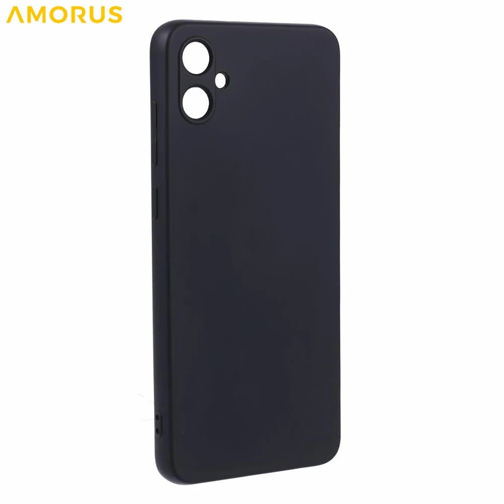 AMORUS For Samsung Galaxy A05 4G Case Precise Cutouts TPU Fiber Lining Shockproof Phone Cover - Black - 3