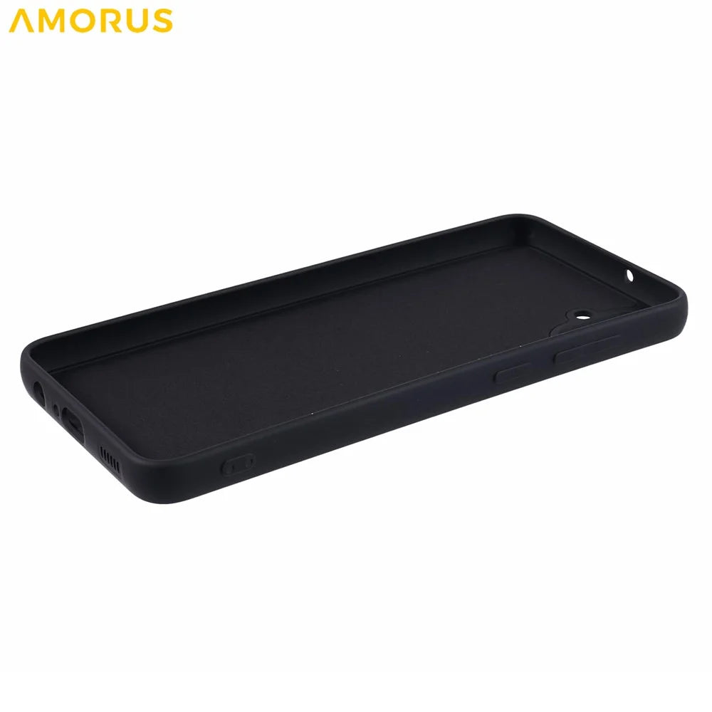 AMORUS For Samsung Galaxy A05 4G Case Precise Cutouts TPU Fiber Lining Shockproof Phone Cover - Black - 4