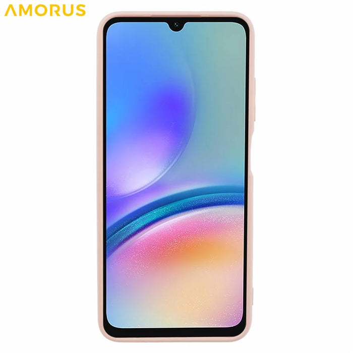 AMORUS For Samsung Galaxy A05s 4G Case Precise Cutouts TPU Fiber Lining Shockproof Phone Cover - Pink - 2
