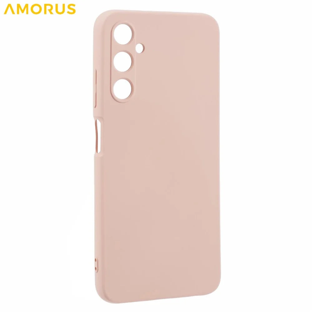 AMORUS For Samsung Galaxy A05s 4G Case Precise Cutouts TPU Fiber Lining Shockproof Phone Cover - Pink - 3