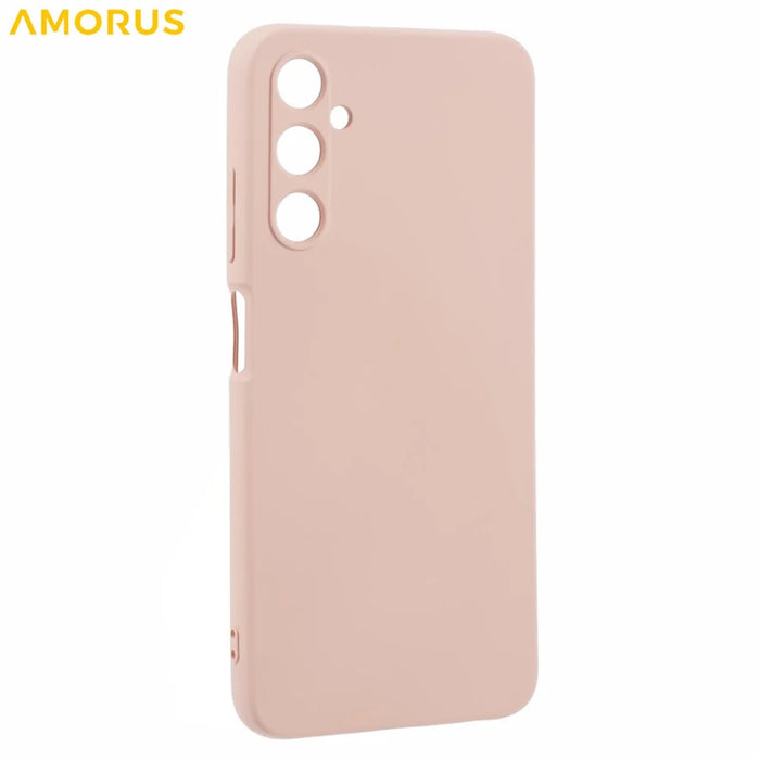 AMORUS For Samsung Galaxy A05s 4G Case Precise Cutouts TPU Fiber Lining Shockproof Phone Cover - Pink - 3