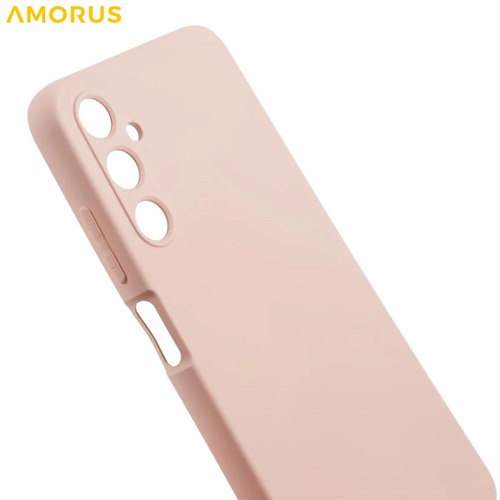 AMORUS For Samsung Galaxy A05s 4G Case Precise Cutouts TPU Fiber Lining Shockproof Phone Cover - Pink - 6