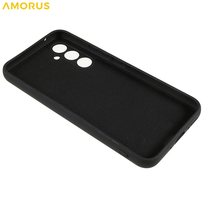 AMORUS For Samsung Galaxy S23 FE Case Precise Cutouts TPU Fiber Lining Shockproof Phone Cover - Black - 4