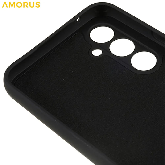 AMORUS For Samsung Galaxy S23 FE Case Precise Cutouts TPU Fiber Lining Shockproof Phone Cover - Black - 7