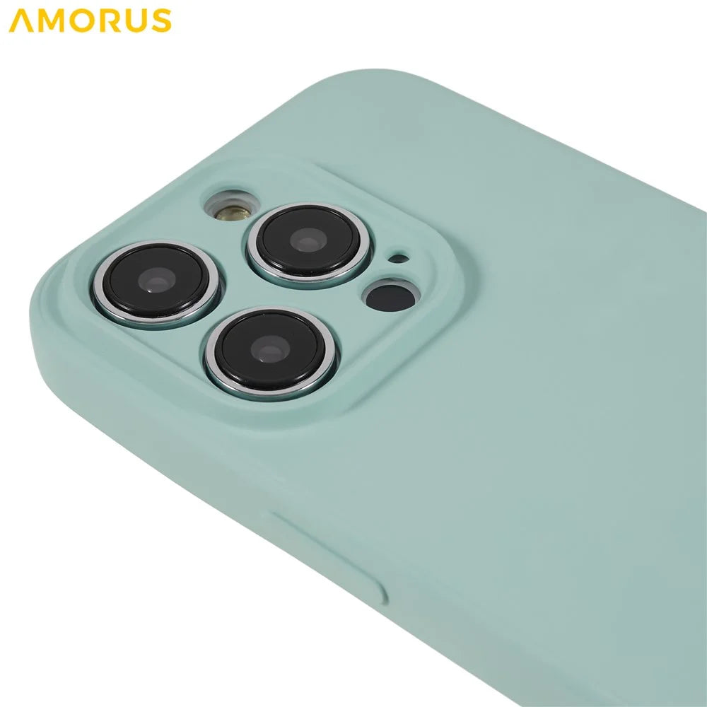 AMORUS For iPhone 15 Pro Case Precise Cutouts TPU Fiber Lining Shockproof Phone Cover - Baby Blue - 6