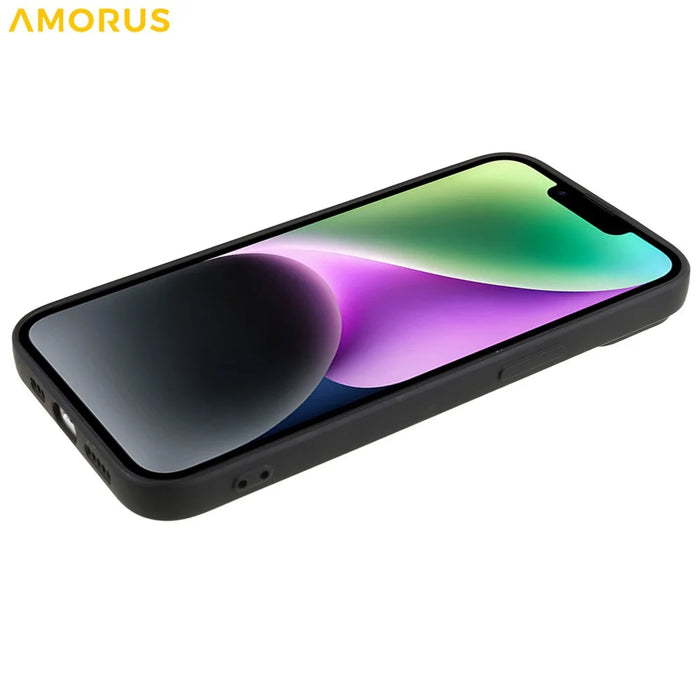 AMORUS For iPhone 15 Case Precise Cutouts TPU Fiber Lining Shockproof Phone Cover - Black - 5