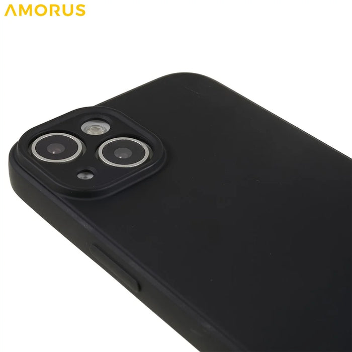AMORUS For iPhone 15 Case Precise Cutouts TPU Fiber Lining Shockproof Phone Cover - Black - 7