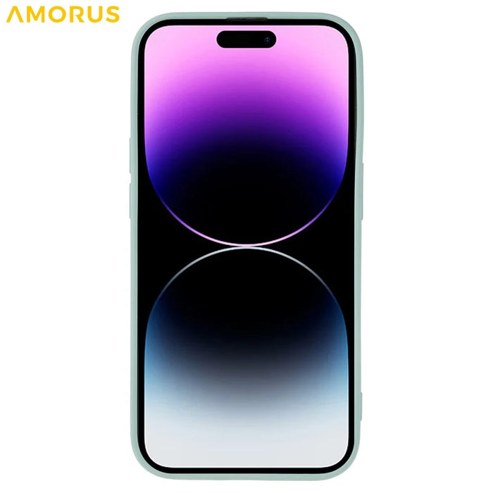 AMORUS For iPhone 15 Pro Max Case Precise Cutouts TPU Fiber Lining Shockproof Phone Cover - Baby Blue - 2