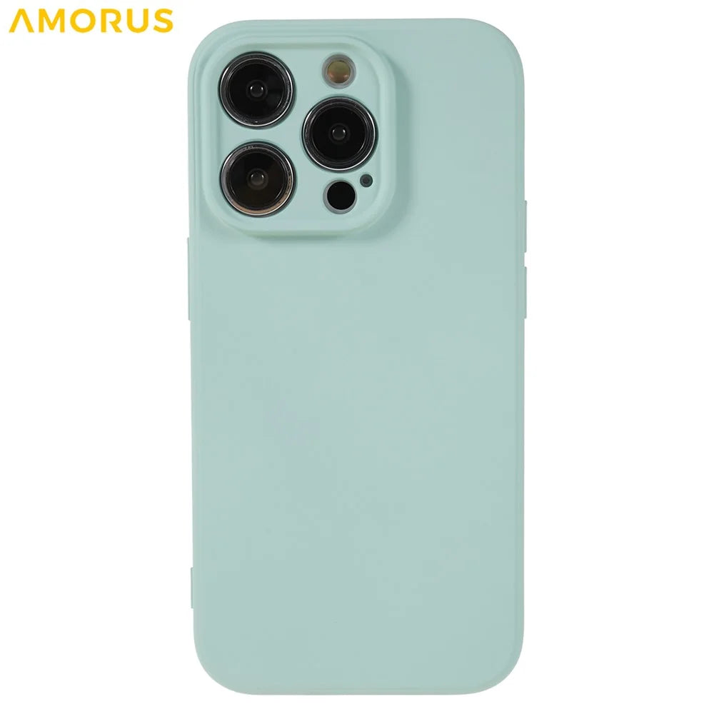 AMORUS For iPhone 15 Pro Max Case Precise Cutouts TPU Fiber Lining Shockproof Phone Cover - Baby Blue - 3