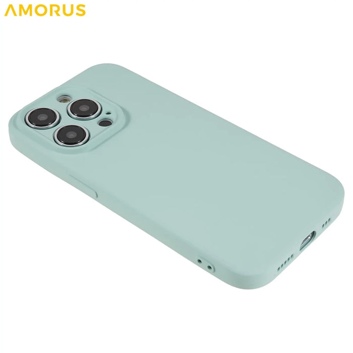 AMORUS For iPhone 15 Pro Max Case Precise Cutouts TPU Fiber Lining Shockproof Phone Cover - Baby Blue - 4