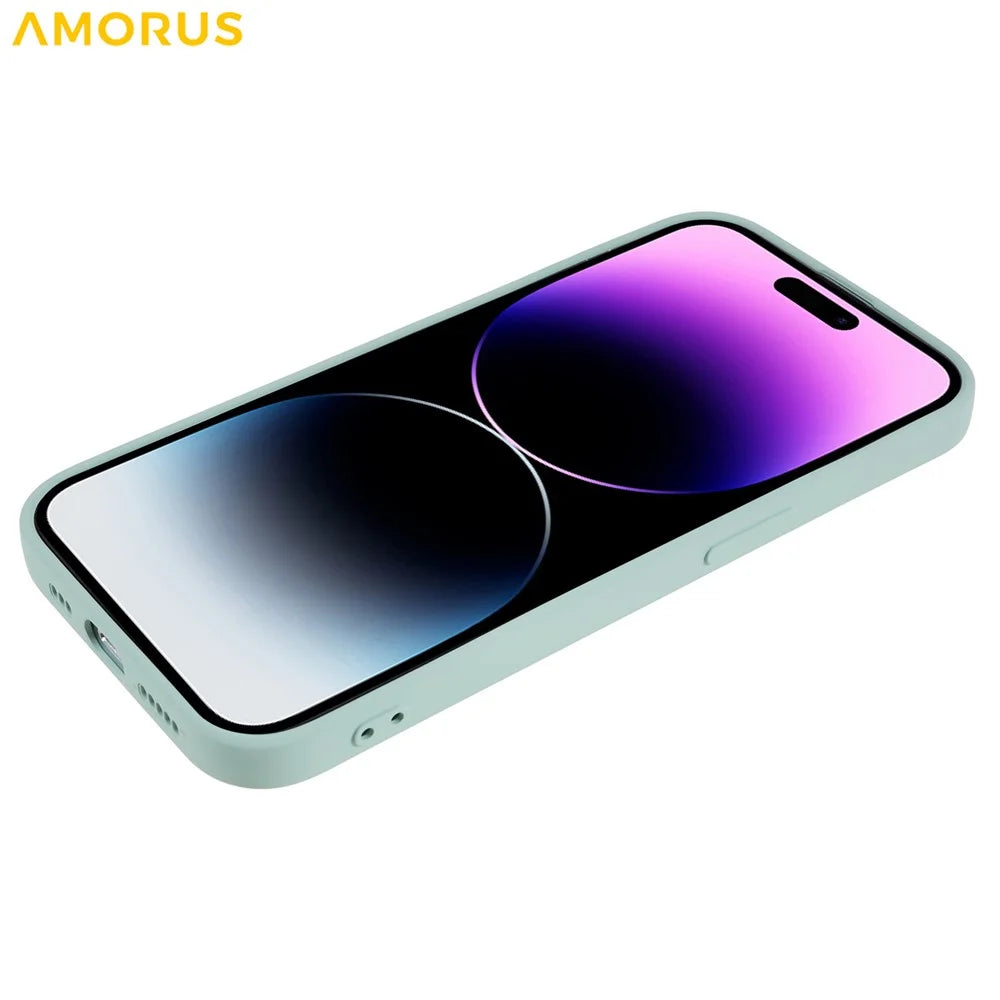 AMORUS For iPhone 15 Pro Max Case Precise Cutouts TPU Fiber Lining Shockproof Phone Cover - Baby Blue - 5