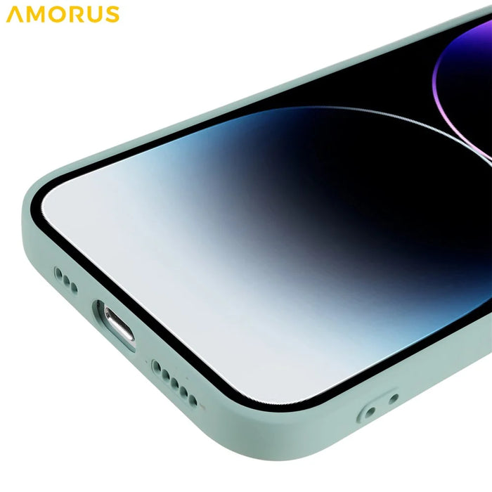 AMORUS For iPhone 15 Pro Max Case Precise Cutouts TPU Fiber Lining Shockproof Phone Cover - Baby Blue - 7