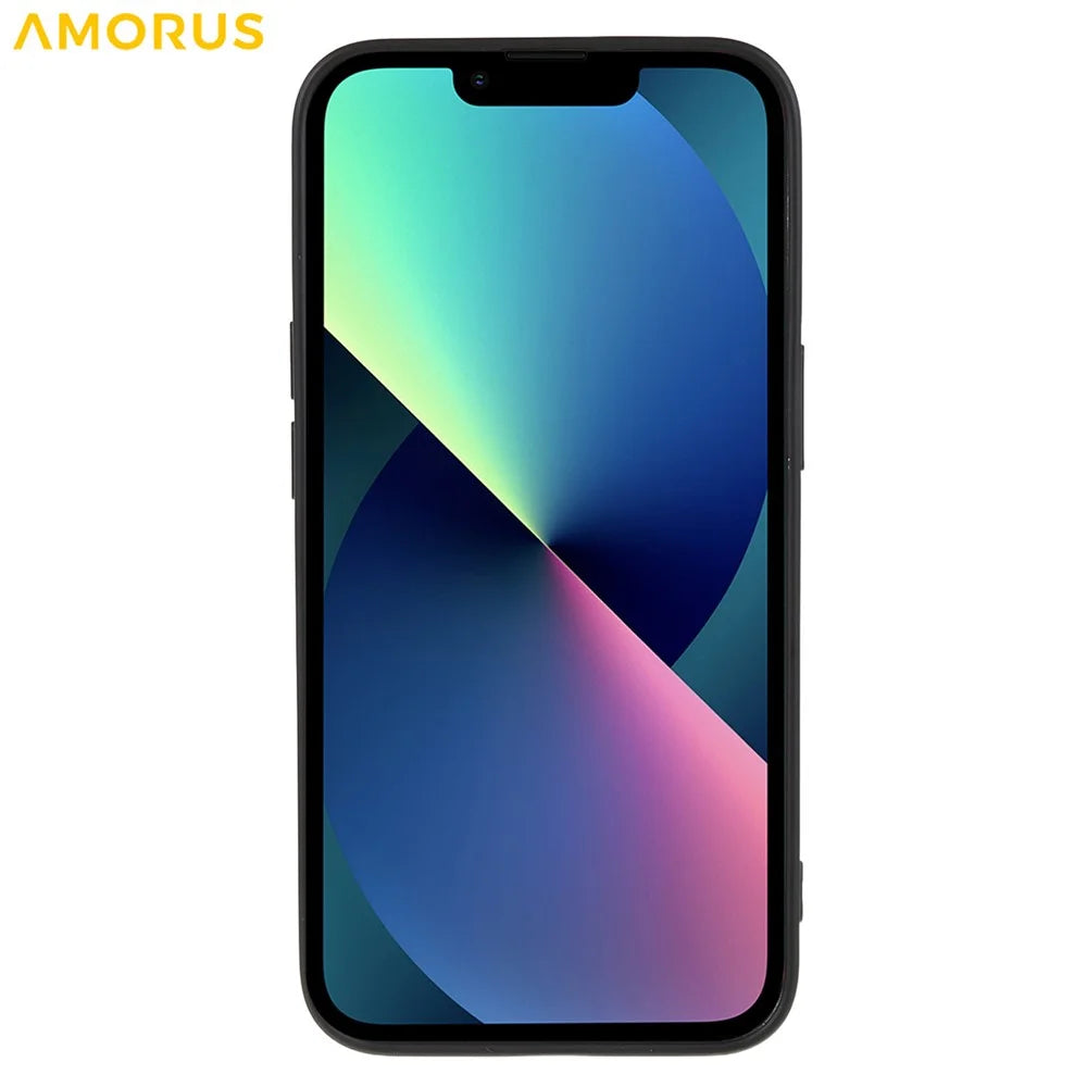 AMORUS For iPhone 13 mini Case Precise Cutouts TPU Fiber Lining Shockproof Phone Cover - Black - 3