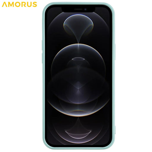 AMORUS For iPhone 12 Pro Max Case Precise Cutouts TPU Fiber Lining Shockproof Phone Cover - Baby Blue - 2