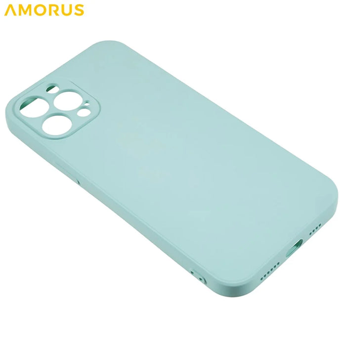 AMORUS For iPhone 12 Pro Max Case Precise Cutouts TPU Fiber Lining Shockproof Phone Cover - Baby Blue - 4